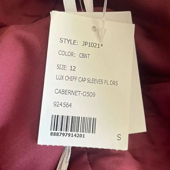 Jenny Packham Cabernet Cap Sleeve Chiffon Bridesmaid Dress Fit & Flare 12 #1654 - Picture 10 of 15